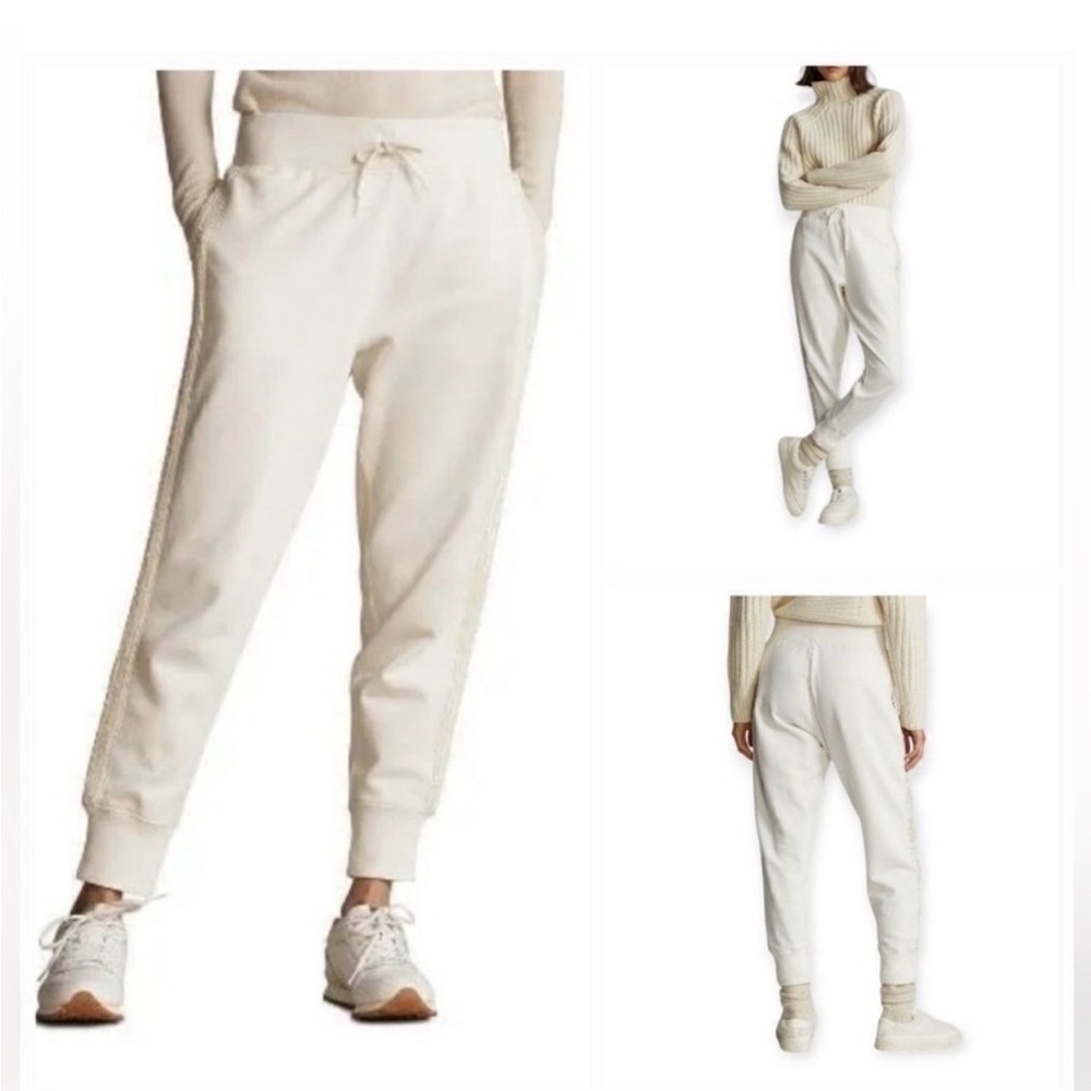 Polo by Ralph Lauren Luxurious White Joggers with Beaded Details on Sides